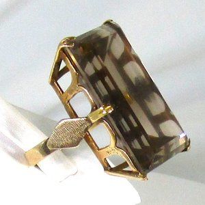 14K GOLD SMOKEY TOPAZ RING - SIZE 7.5